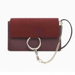 Chloe Faye Small Shoulder Bag in Smooth & Suede Calfskin-Red