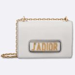 Dior J-ADIOR Flap Bag with Chain in Calfskin-White