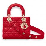 Dior My Lady Dior Bag in Cannage Lambskin-Red