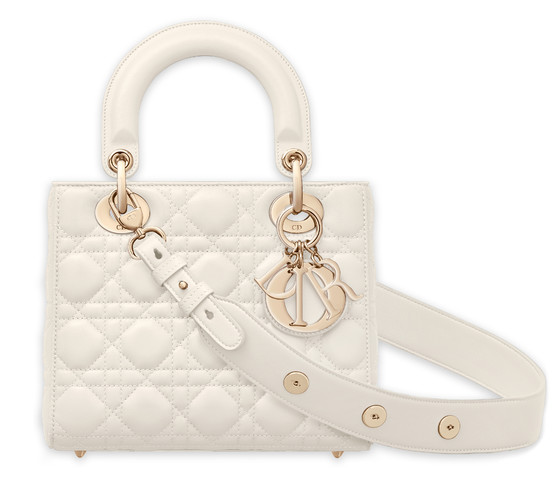 Dior My Lady Dior Bag in Cannage Lambskin-White