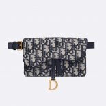 Dior Women Dior Oblique Saddle Belt Bag-Navy