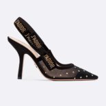 Dior Women J'adior Slingback Gold-Tone Dotted Swiss 10 cm Heel-Black