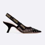 Dior Women J'adior Slingback Gold-Tone Dotted Swiss 6.5 cm Heel-Black