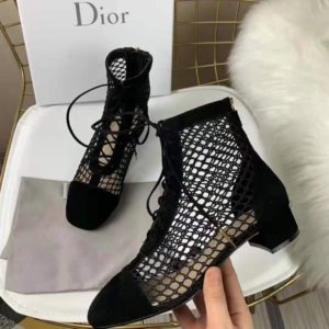 Dior Women Naughtily-D Mesh Ankle Boot in Suede Calfskin 3cm Heel