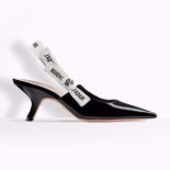 Dior Women Sling-Back Patent Leather J'Adior Ribbon 6.5cm Shoes-Black