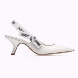Dior Women Sling-Back Patent Leather J'Adior Ribbon 6.5cm Shoes-White
