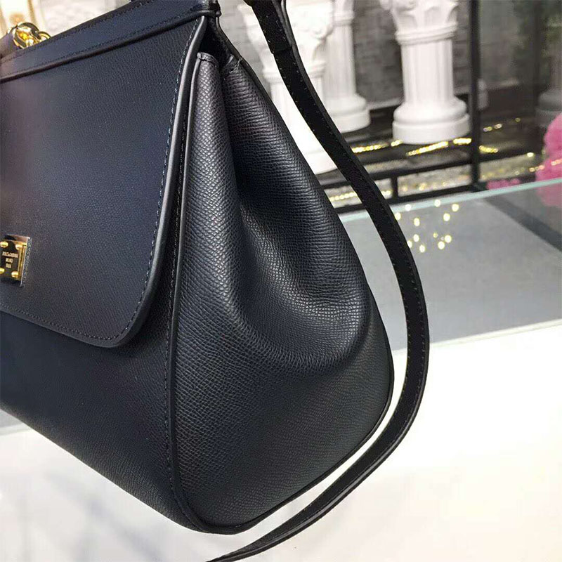 Small dauphine leather Sicily bag in Black