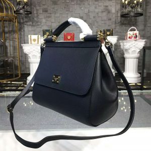 Small dauphine leather Sicily bag in Black