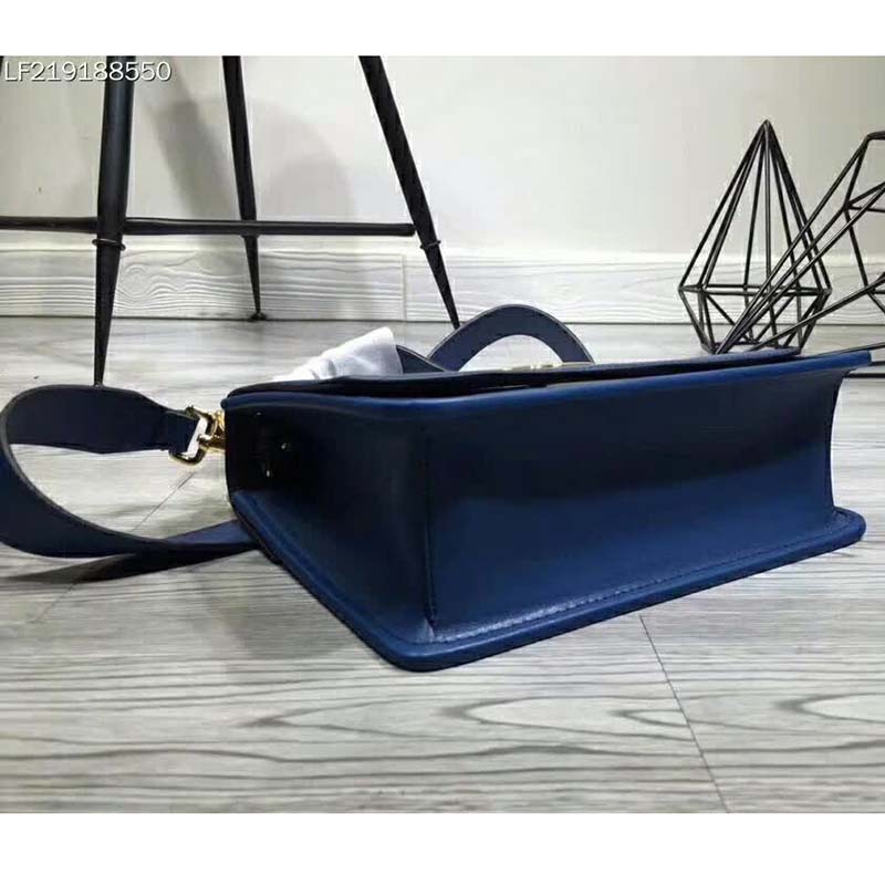 Fendi KAN I F Top Flap Leather Bag with Strap-Navy 6 Fendi KAN I F Top Flap Leather Bag with Strap-Navy - Image 6