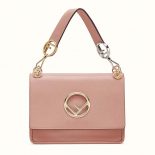 Fendi KAN I F Top Flap Leather Bag with Strap-Pink