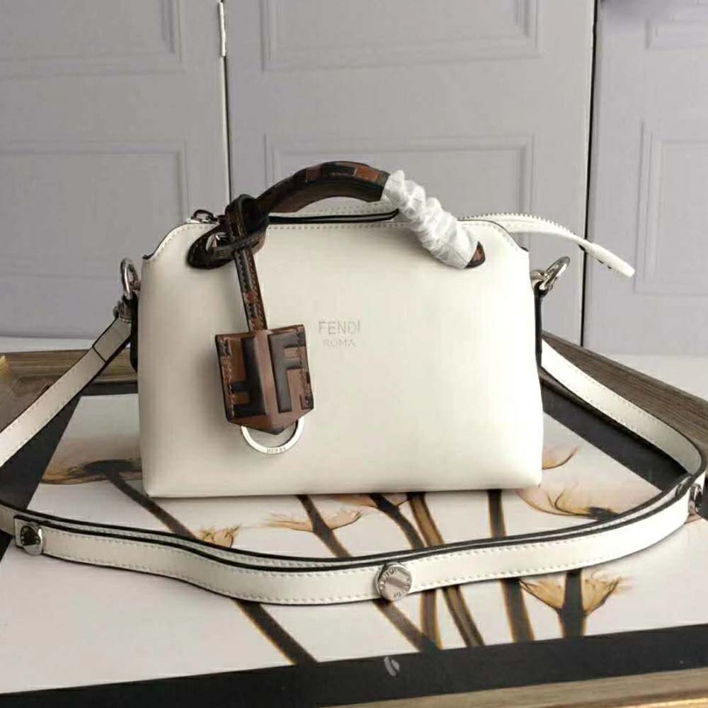 By The Way Mini - Small white leather and elaphe Boston bag