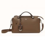 Fendi Women By the Way Regular Leather Boston Bag-Brown