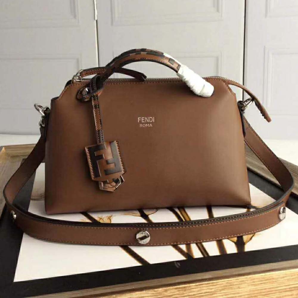 Fendi Women By the Way Regular Leather Boston Bag-Brown 2 Fendi Women By the Way Regular Leather Boston Bag-Brown - Image 2