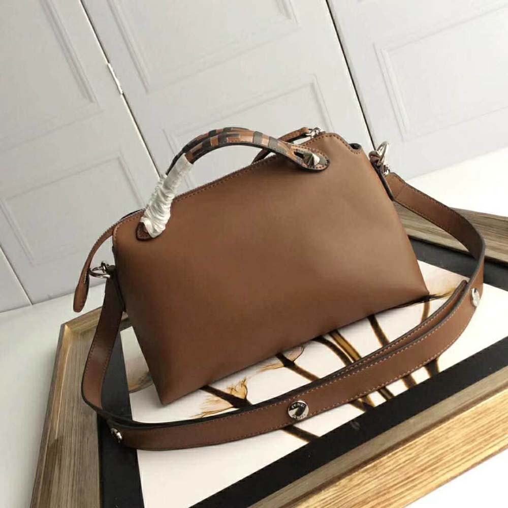 Fendi Women By the Way Regular Leather Boston Bag-Brown 3 Fendi Women By the Way Regular Leather Boston Bag-Brown - Image 3
