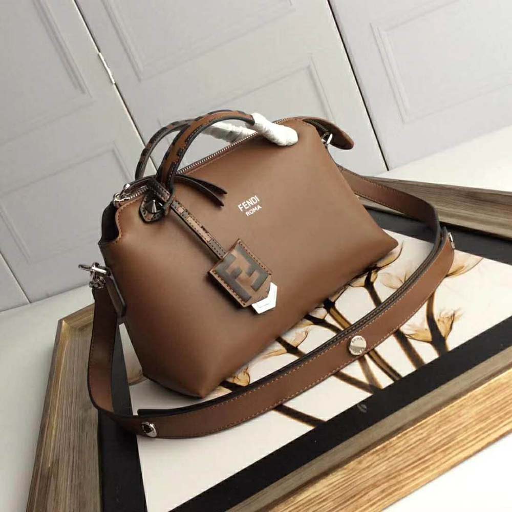Fendi Women By the Way Regular Leather Boston Bag-Brown 4 Fendi Women By the Way Regular Leather Boston Bag-Brown - Image 4