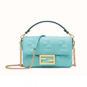 Fendi Women Iconic Baguette Leather Bag in Mini Size-Aqua