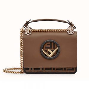 Fendi Women KAN I F Small Black Leather Mini-Bag in Calf