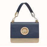 Fendi Women Kan I F Pale Blue Leather Bag with Exotic Details