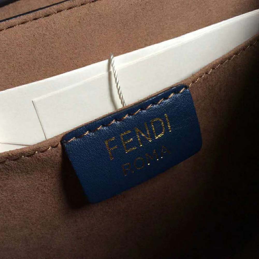 Fendi Women Kan I F Small Dark Blue Leather Mini-Bag 8 Fendi Women Kan I F Small Dark Blue Leather Mini-Bag - Image 8