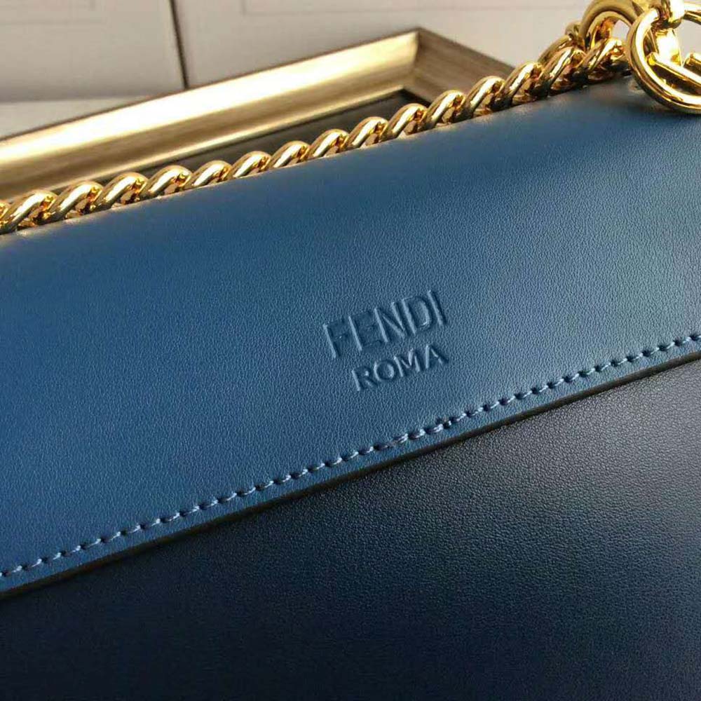 Fendi Women Kan I F Small Dark Blue Leather Mini-Bag 6 Fendi Women Kan I F Small Dark Blue Leather Mini-Bag - Image 6