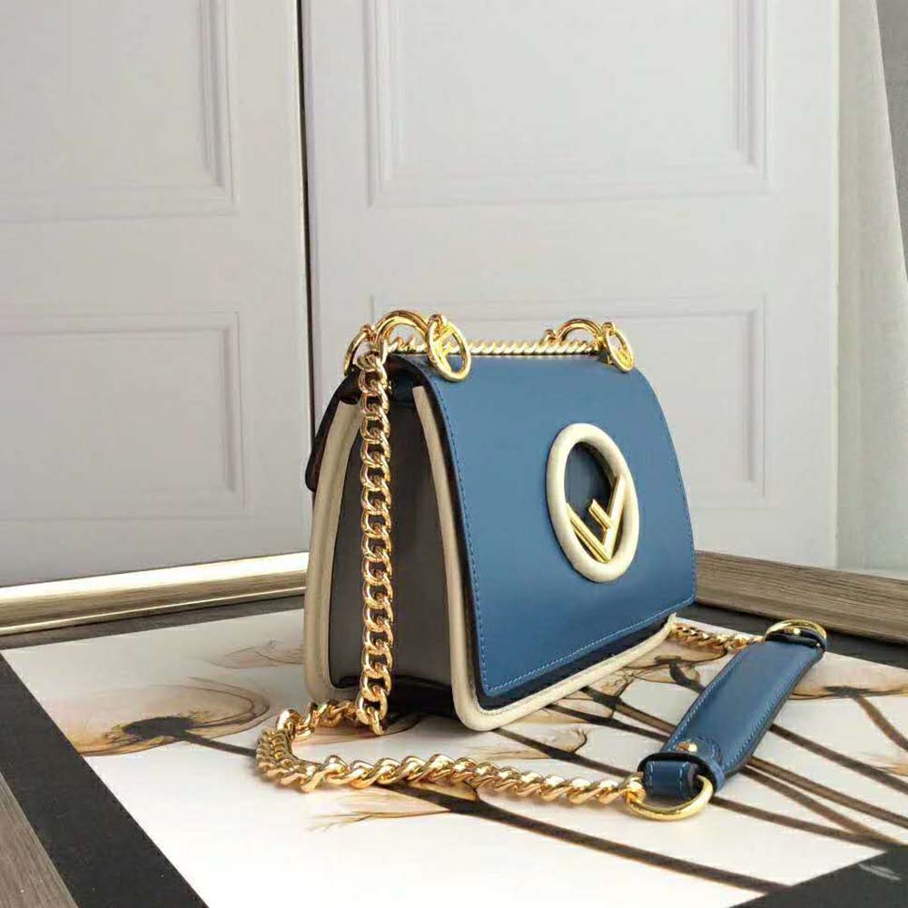 Fendi Women Kan I F Small Dark Blue Leather Mini-Bag 4 Fendi Women Kan I F Small Dark Blue Leather Mini-Bag - Image 4