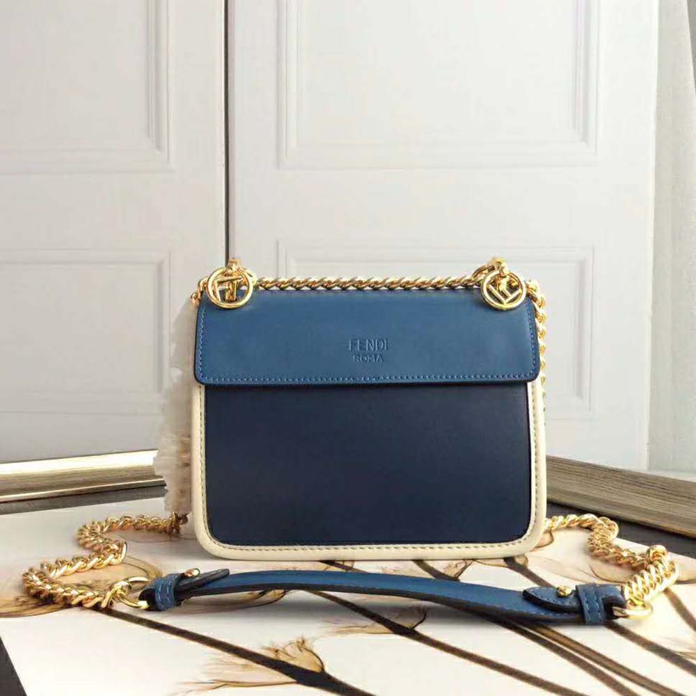 Fendi Women Kan I F Small Dark Blue Leather Mini-Bag 3 Fendi Women Kan I F Small Dark Blue Leather Mini-Bag - Image 3