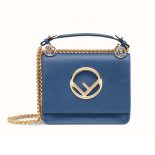 Fendi Women Kan I F Small Dark Blue Leather Mini-Bag