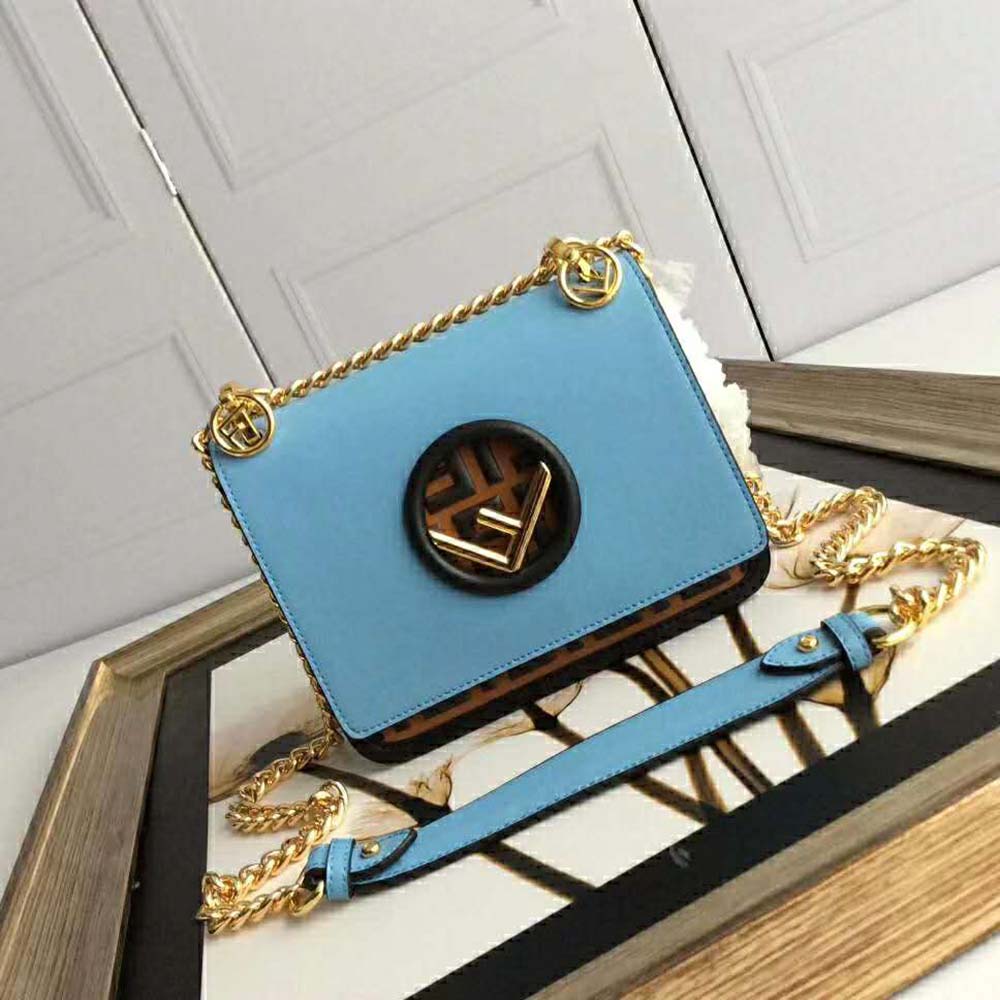 Fendi Women Kan I F Small Pale Blue Leather Mini Bag 2 Fendi Women Kan I F Small Pale Blue Leather Mini Bag - Image 2