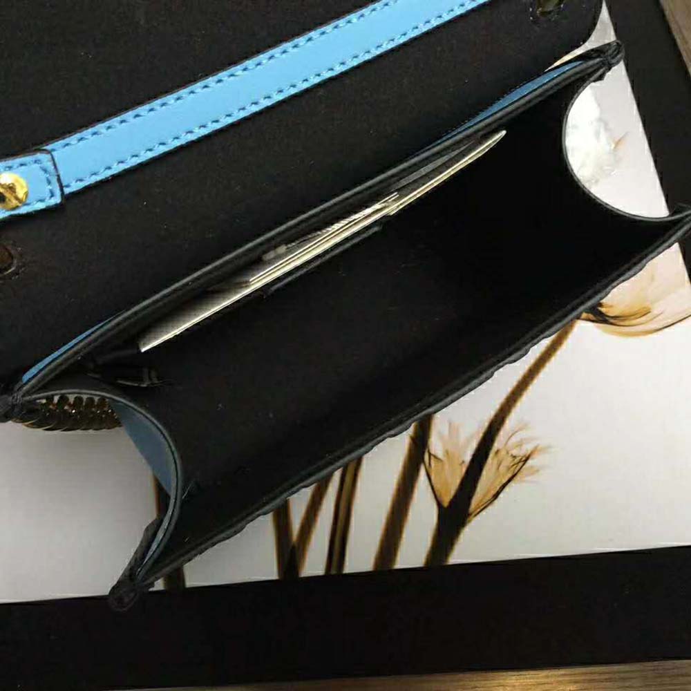 Fendi Women Kan I F Small Pale Blue Leather Mini Bag 7 Fendi Women Kan I F Small Pale Blue Leather Mini Bag - Image 7