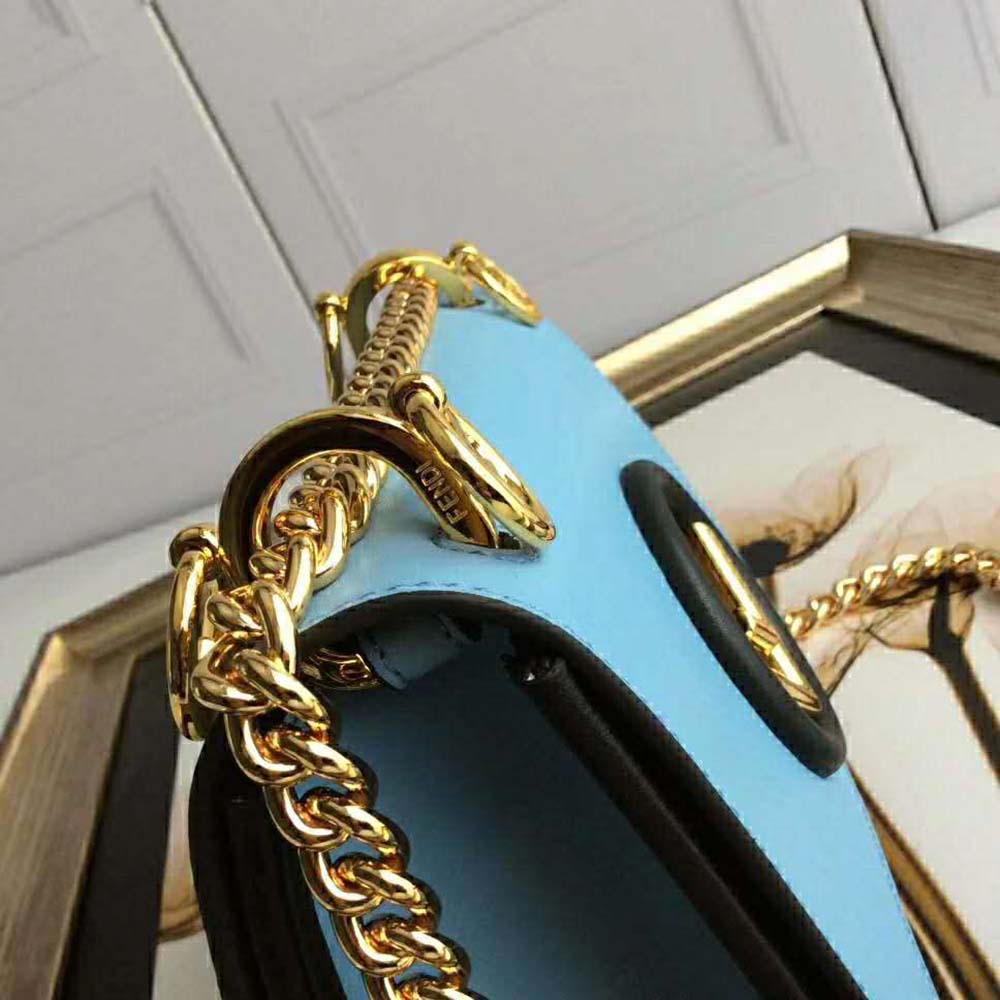 Fendi Women Kan I F Small Pale Blue Leather Mini Bag 10 Fendi Women Kan I F Small Pale Blue Leather Mini Bag - Image 10