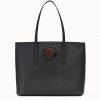 Fendi Women Leather Logo Shopper Bag-Black