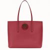 Fendi Women Leather Logo Shopper Bag-Maroon