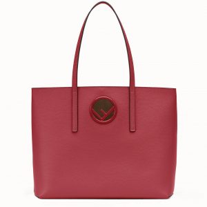 Fendi Women Leather Logo Shopper Bag-Maroon