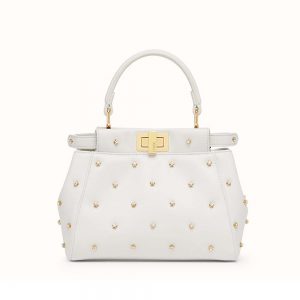 Fendi Women Peekaboo XS Leather Mini-Bag-Beige