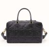 Fendi Women Small Boston Leather Bag in Large Size-Black