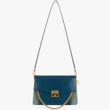 Givenchy Women Two-Toned Medium GV3 Bag Leather and Suede-Blue