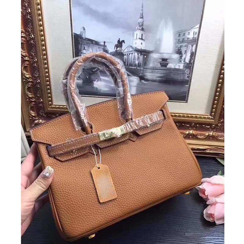 Birkin 25 leather handbag Hermès Brown in Leather - 24423148
