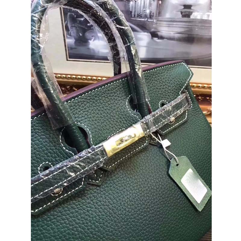 Hermes Birkin 25 Bag in Togo Leather with Silver Hardware-Green 7 Hermes Birkin 25 Bag in Togo Leather with Silver Hardware-Green - Image 7
