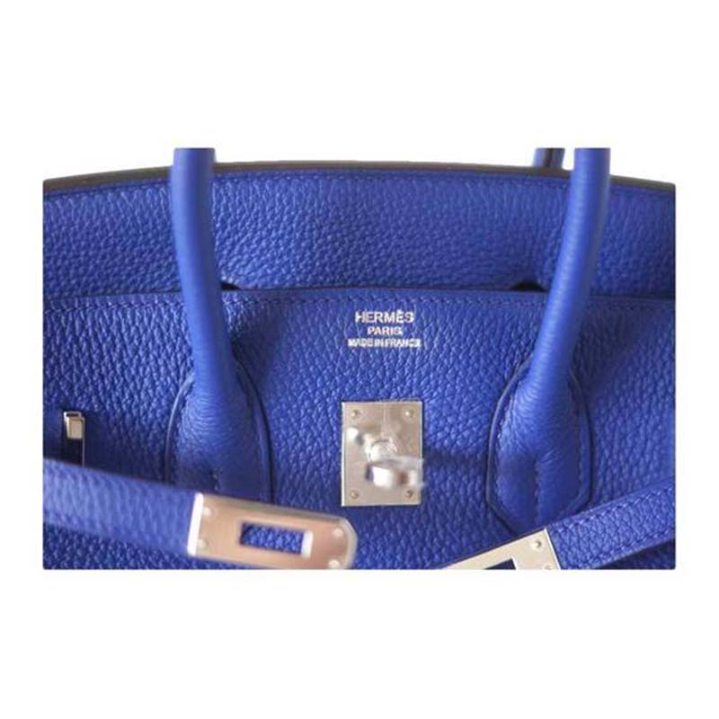 Hermes Birkin 25 Bag in Togo Leather with Silver Hardware-Navy 6 Hermes Birkin 25 Bag in Togo Leather with Silver Hardware-Navy - Image 6