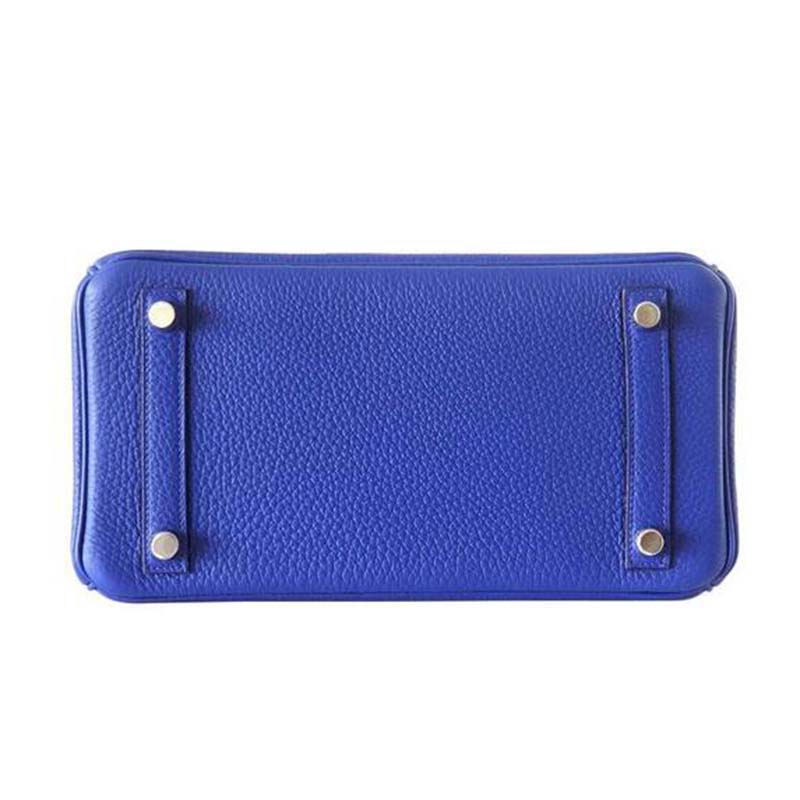 Hermes Birkin 25 Bag in Togo Leather with Silver Hardware-Navy 4 Hermes Birkin 25 Bag in Togo Leather with Silver Hardware-Navy - Image 4