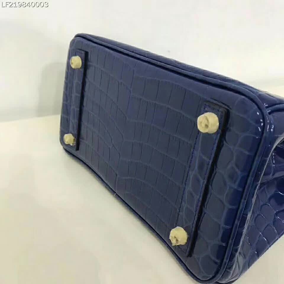 Hermes Birkin 30 Bag in Alligator Leather with Gold Hardware-Navy 6 Hermes Birkin 30 Bag in Alligator Leather with Gold Hardware-Navy - Image 6