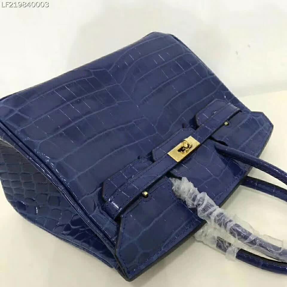 Hermes Birkin 30 Bag in Alligator Leather with Gold Hardware-Navy 4 Hermes Birkin 30 Bag in Alligator Leather with Gold Hardware-Navy - Image 4