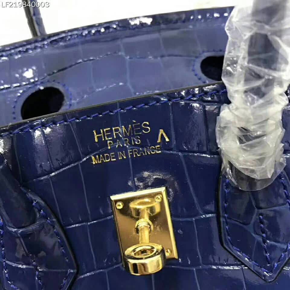 Hermes Birkin 30 Bag in Alligator Leather with Gold Hardware-Navy 8 Hermes Birkin 30 Bag in Alligator Leather with Gold Hardware-Navy - Image 8