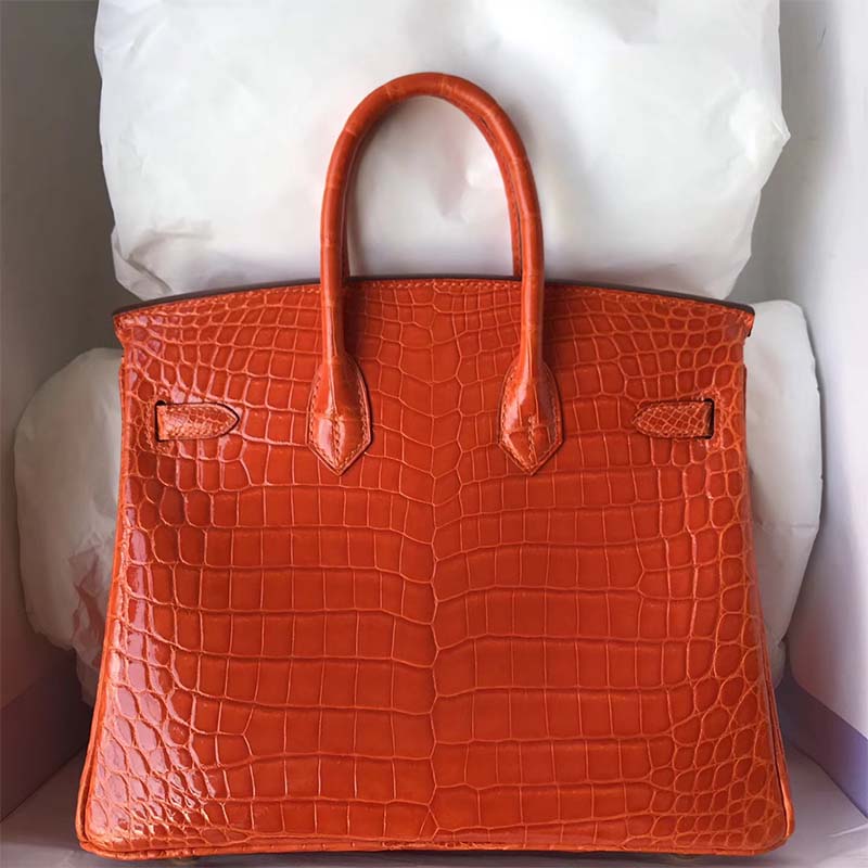 Hermes Birkin 30 Bag in Alligator Leather with Gold Hardware-Orange 3 Hermes Birkin 30 Bag in Alligator Leather with Gold Hardware-Orange - Image 3