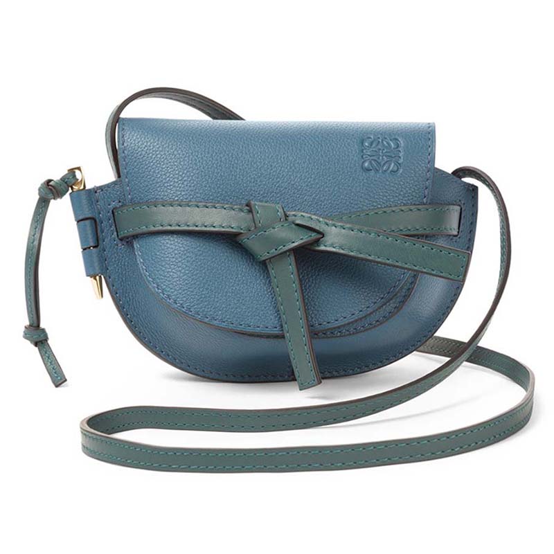 Loewe Women Gate Mini Bag Petroleum in Soft Grained Calf Leather-Blue