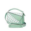 Loewe Women Puzzle Gingham Bag in Calfskin-Lime