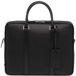 Prada Men Grained Calf Leather Briefcase Bag in Black