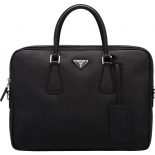 Prada Men Saffiano Leather Black Briefcase Bag