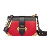 Prada Women Cahier Large Leather Bag in Calf Leather-Red