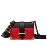 Prada Women Cahier Shoulder Bag in Leather-Red